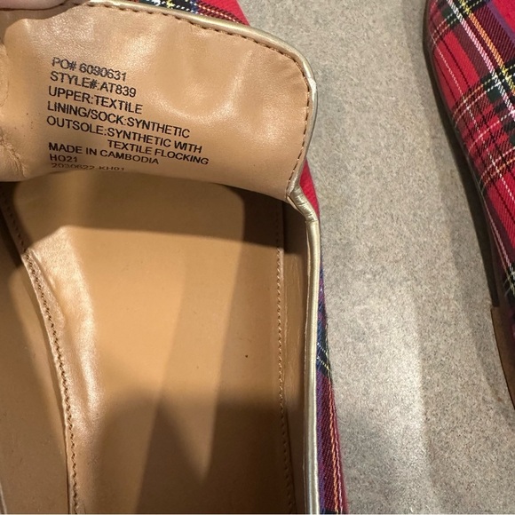 J. Crew Women’s Red Stewart Tartan With Gold Trim Slip-On Smoking Loafers Sz 10 - Picture 8 of 9